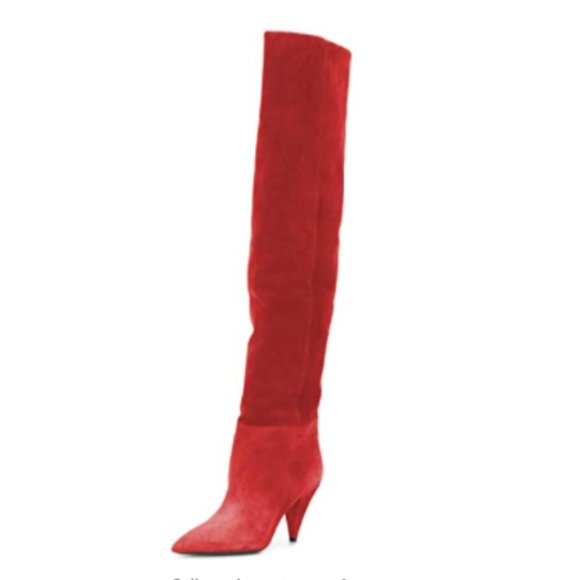 red cone heel boots